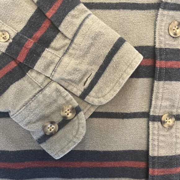 Cabela's Chamois Blanket Shirt Men Gray Southwest Stripe Heavy Cabin Overshirt L - Picture 6 of 9